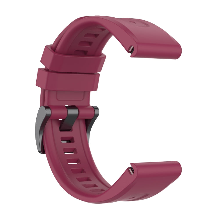 For Garmin Quatix 7 Pro Solid Color Black Buckle Silicone Quick Release Watch Band(Wine Red) - Watch Bands by buy2fix | Online Shopping UK | buy2fix