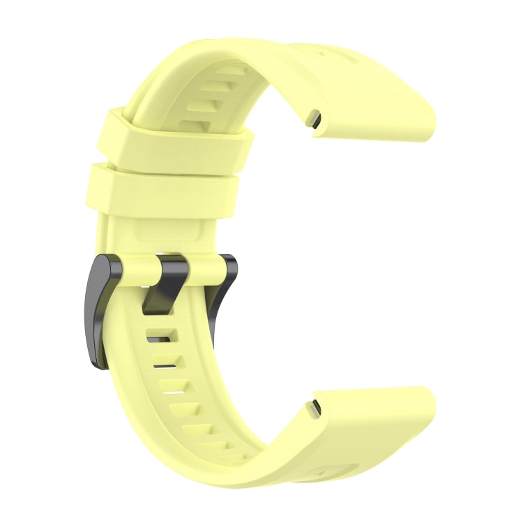 For Garmin Fenix 6 Pro GPS Solid Color Black Buckle Silicone Quick Release Watch Band(Yellow) - Watch Bands by buy2fix | Online Shopping UK | buy2fix