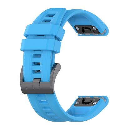 For Garmin Fenix 6 Pro GPS Solid Color Black Buckle Silicone Quick Release Watch Band(Sky Blue) - Watch Bands by buy2fix | Online Shopping UK | buy2fix