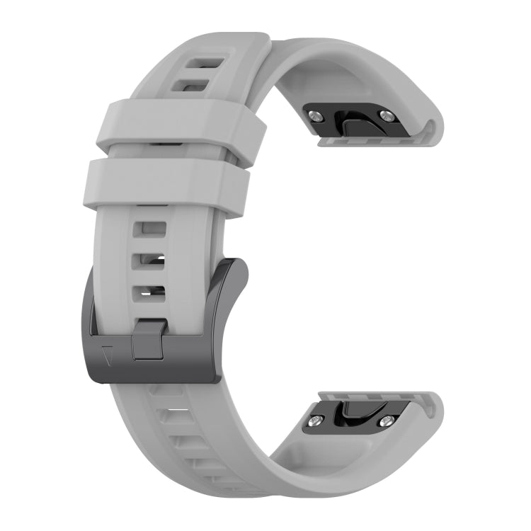 For Garmin MARQ Solid Color Black Buckle Silicone Quick Release Watch Band(Gray) - Watch Bands by buy2fix | Online Shopping UK | buy2fix