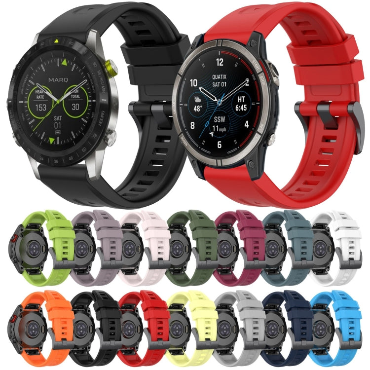 For Garmin Fenix 7 Pro Solid Color Black Buckle Silicone Quick Release Watch Band(Purple) - Watch Bands by buy2fix | Online Shopping UK | buy2fix