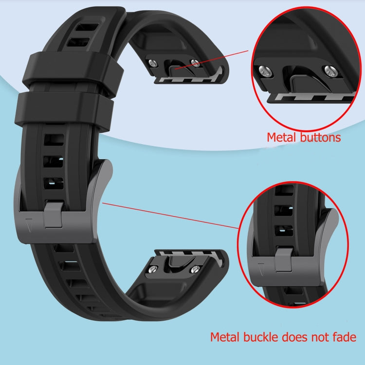 For Garmin Fenix 7 Pro Solid Color Black Buckle Silicone Quick Release Watch Band(Black) - Watch Bands by buy2fix | Online Shopping UK | buy2fix