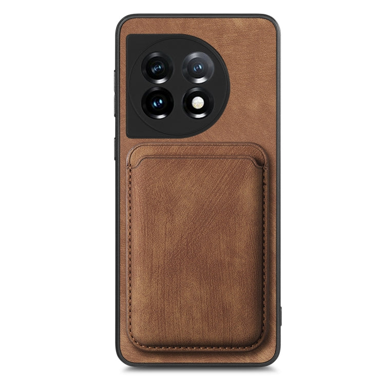 For OnePlus 11 Retro Leather Card Bag Magnetic Phone Case(Brown) - OnePlus Cases by buy2fix | Online Shopping UK | buy2fix