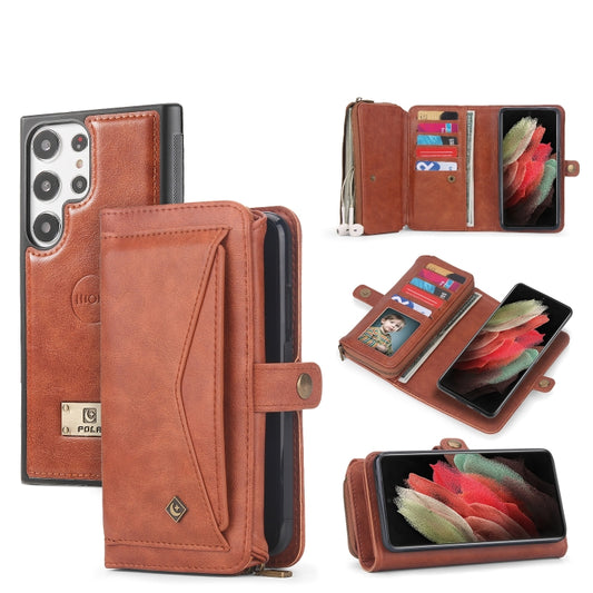 For Samsung Galaxy S23 5G Multi-functional Zipper Wallet Leather Phone Case(Orange) - Galaxy Phone Cases by buy2fix | Online Shopping UK | buy2fix