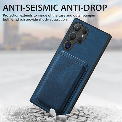 For Samsung Galaxy S25 Ultra 5G Retro Leather Card Bag Magnetic Phone Case(Blue) - Galaxy S25 Ultra 5G Cases by buy2fix | Online Shopping UK | buy2fix