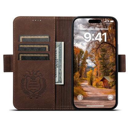 For iPhone 14 SUTENI J07 Multifunctional Horizontal Flip Magsafe Leather Phone Case(Brown) - iPhone 14 Cases by Suteni | Online Shopping UK | buy2fix