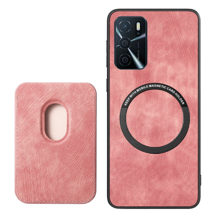 For OPPO Reno10 Global Retro Leather Card Bag Magnetic Phone Case(Pink) - OPPO Cases by buy2fix | Online Shopping UK | buy2fix