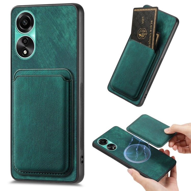 For OPPO A78 4G Retro Leather Card Bag Magnetic Phone Case(Green) - OPPO Cases by buy2fix | Online Shopping UK | buy2fix