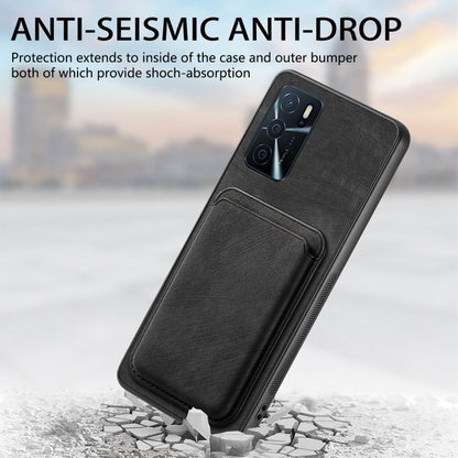 For OPPO Reno8 T 4G Retro Leather Card Bag Magnetic Phone Case(Black) - OPPO Cases by buy2fix | Online Shopping UK | buy2fix