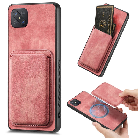 For OPPO A92S Retro Leather Card Bag Magnetic Phone Case(Pink) - OPPO Cases by buy2fix | Online Shopping UK | buy2fix