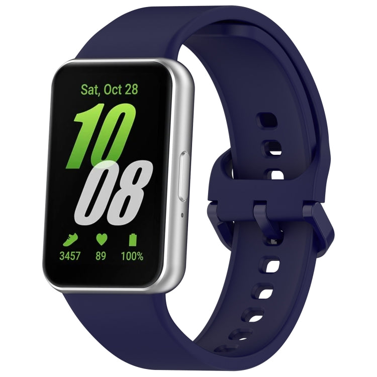 For Samsung Galaxy Fit 3 SM-R390 Solid Color Buckle Silicone Watch Band(Dark Blue) - Watch Bands by buy2fix | Online Shopping UK | buy2fix