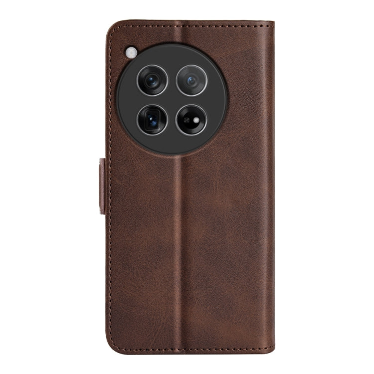 For OnePlus 12 Dual-side Magnetic Buckle Horizontal Flip Leather Phone Case(Brown) - OnePlus Cases by buy2fix | Online Shopping UK | buy2fix