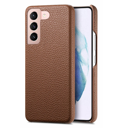 For Samsung Galaxy S21+ 5G Litchi Oil Edge Leather Back Phone Case(Brown) - Galaxy S21+ 5G Cases by buy2fix | Online Shopping UK | buy2fix