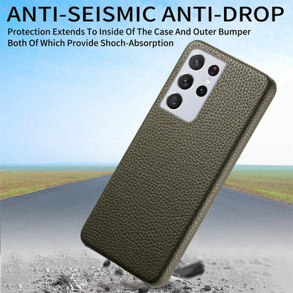For Samsung Galaxy S21 Ultra 5G Litchi Oil Edge Leather Back Phone Case(Green) - Galaxy S21 Ultra 5G Cases by buy2fix | Online Shopping UK | buy2fix