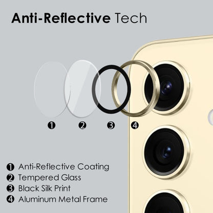 For Samsung Galaxy S24 5G NORTHJO Camera LensCD Vein Metal Ring Tempered Glass Film(Gold) - Galaxy S24 5G Tempered Glass by NORTHJO | Online Shopping UK | buy2fix