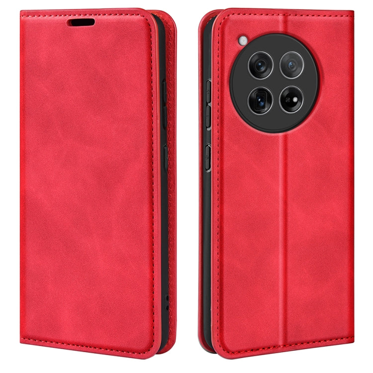 For OnePlus 12 Retro-skin Magnetic Suction Leather Phone Case(Red) - OnePlus Cases by buy2fix | Online Shopping UK | buy2fix