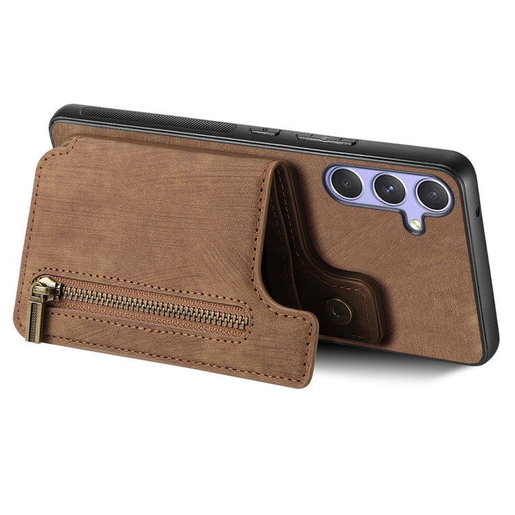 For Samsung Galaxy S25 Ultra 5G Retro Leather Zipper Wallet Back Phone Case(Brown) - Galaxy S25 Ultra 5G Cases by buy2fix | Online Shopping UK | buy2fix