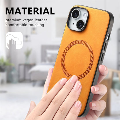 For iPhone 16 Pro Max Solid Color Retro Magsafe PU Back Cover Phone Case(Yellow) - More iPhone Cases by buy2fix | Online Shopping UK | buy2fix