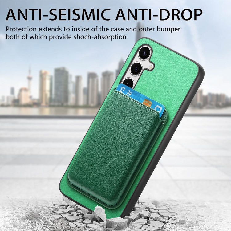 For Samsung Galaxy S25+ 5G Retro Magsafe Card Bag PU Back Cover Phone Case(Green) - Galaxy S25+ 5G Cases by buy2fix | Online Shopping UK | buy2fix