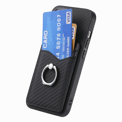 For Realme 12 Pro+ Carbon fiber Card Wallet Ring Phone Case(Black) - Realme Cases by buy2fix | Online Shopping UK | buy2fix