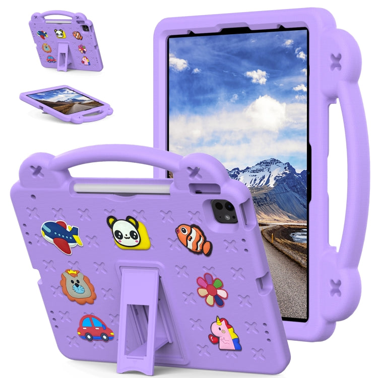 For iPad Pro 13 2024 Handle Kickstand Children EVA Shockproof Tablet Case(Light Purple) - iPad Pro 13 2024 Cases by buy2fix | Online Shopping UK | buy2fix