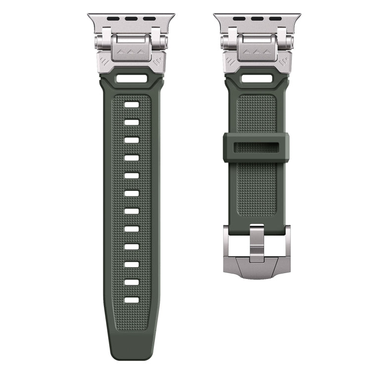 For Apple Watch Ultra 2 49mm Silicone Armor Mecha Head Watch Band(Green) - Watch Bands by buy2fix | Online Shopping UK | buy2fix