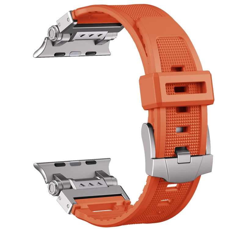 For Apple Watch Series 7 45mm Silicone Armor Mecha Head Watch Band(Orange) - Watch Bands by buy2fix | Online Shopping UK | buy2fix