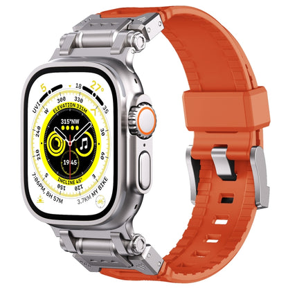 For Apple Watch Series 4 44mm Silicone Armor Mecha Head Watch Band(Orange) - Watch Bands by buy2fix | Online Shopping UK | buy2fix