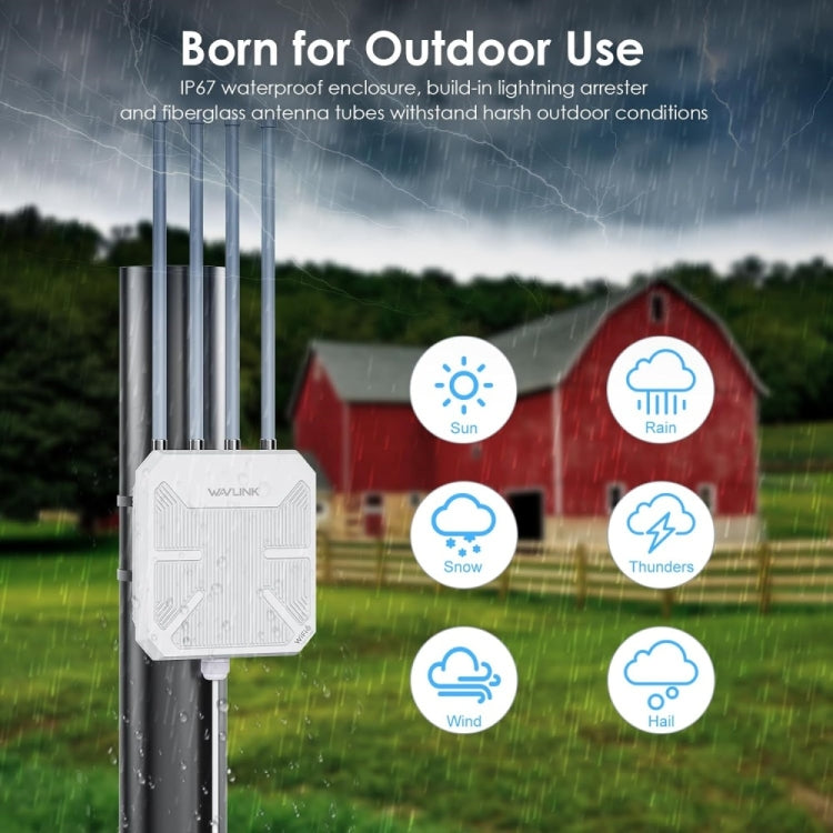 WAVLINK WN573HX3 AX3000 Waterproof Outdoor WiFi Wireless Outdoor Dual Band Router, Plug:UK Plug - Wireless Routers by WAVLINK | Online Shopping UK | buy2fix