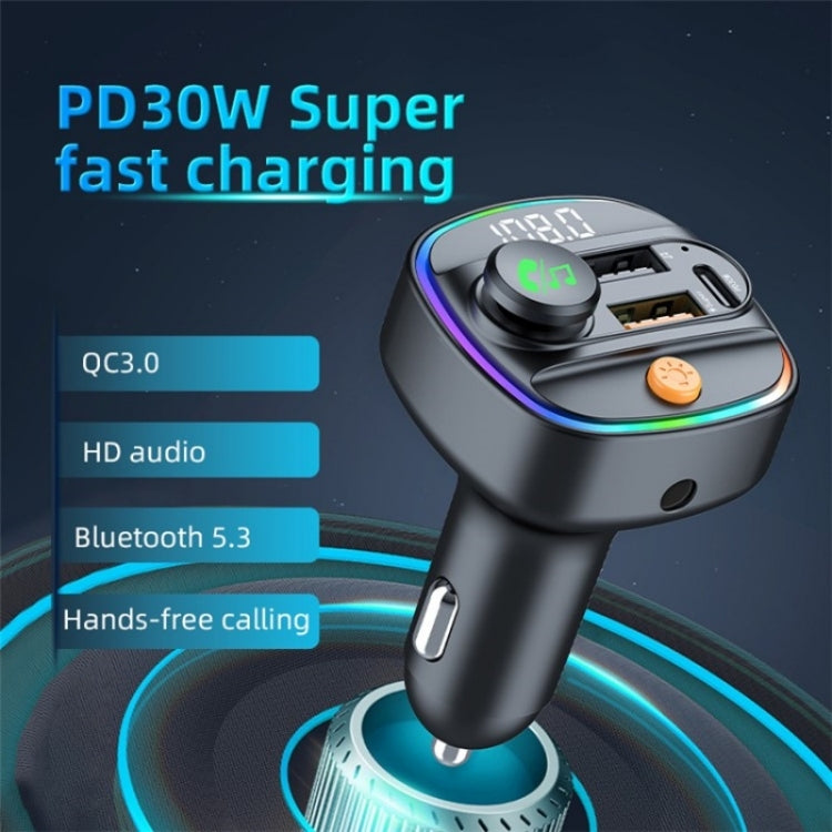 C4S Digital Display Car PD 30W+QC 3.0 Car Charger Audio MP3 Player FM Transmitter - Car Charger by buy2fix | Online Shopping UK | buy2fix
