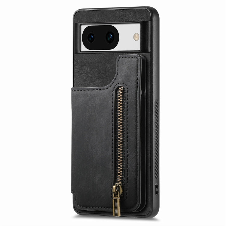 For Google Pixel 9 Pro XL Retro Leather Zipper Wallet Back Phone Case(Black) - Google Cases by buy2fix | Online Shopping UK | buy2fix