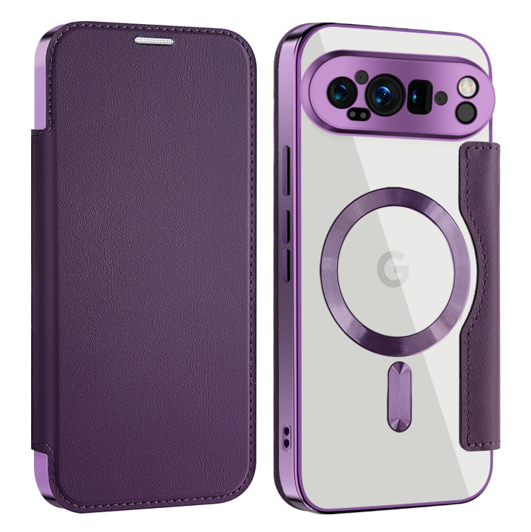 For Google Pixel 9 Pro XL Shield MagSafe RFID Anti-theft Leather Phone Case(Purple) - Google Cases by buy2fix | Online Shopping UK | buy2fix