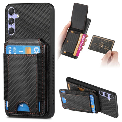 For Samsung Galaxy S25+ 5G Carbon Fiber Vertical Flip Wallet Stand Phone Case(Black) - Galaxy S25+ 5G Cases by buy2fix | Online Shopping UK | buy2fix