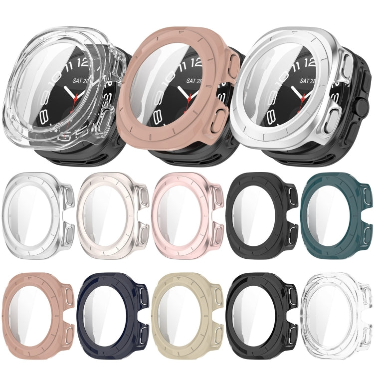 For Samsung Galaxy Watch 7 44mm PC+Tempered Film Integrated Waterproof Watch Protective Case(Rose Gold) - Watch Cases by buy2fix | Online Shopping UK | buy2fix