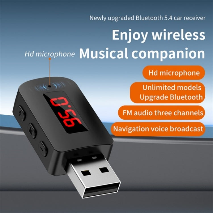 M10 Car Digital Display FM Radio USB Bluetooth Adapter Wireless Audio Receiver - Bluetooth Car Kits by buy2fix | Online Shopping UK | buy2fix