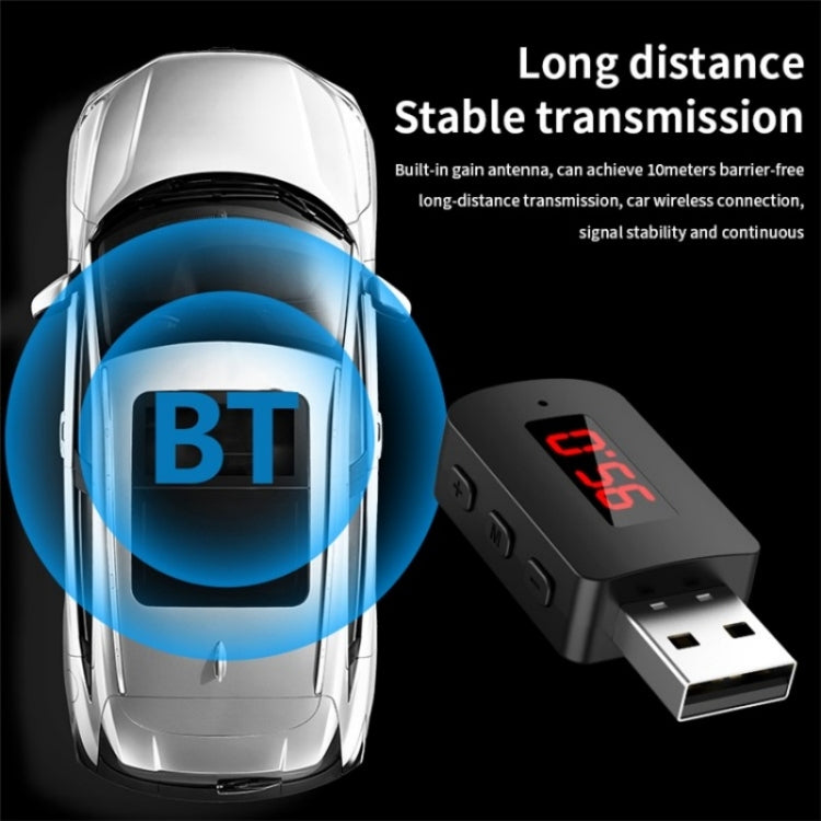 M10 Car Digital Display FM Radio USB Bluetooth Adapter Wireless Audio Receiver - Bluetooth Car Kits by buy2fix | Online Shopping UK | buy2fix