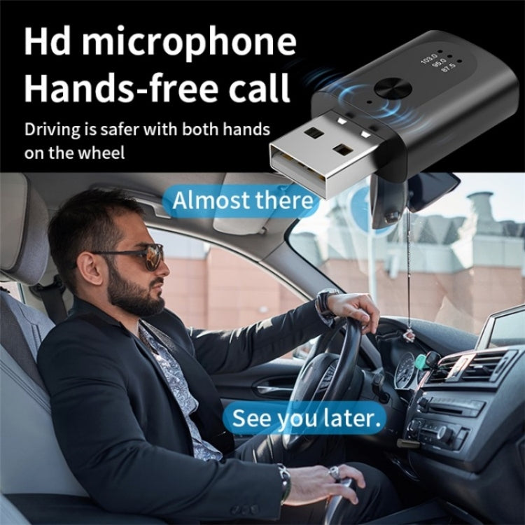 M08 USB Bluetooth 5.3 Adapter Hands-Free Call Car Wireless Audio Receiver - Bluetooth Car Kits by buy2fix | Online Shopping UK | buy2fix