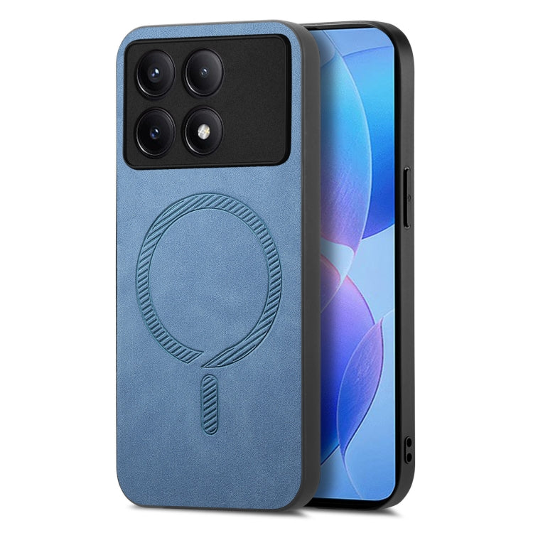 For Xiaomi Redmi K70 / K70 Pro 5G Solid Color Retro Magsafe PU Back Cover Phone Case(Blue) - K70 Pro Cases by buy2fix | Online Shopping UK | buy2fix