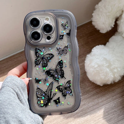 For iPhone 16 Pro Max Wave Edge Butterfly TPU Hybrid PC Phone Case(Black) - iPhone 16 Pro Max Cases by buy2fix | Online Shopping UK | buy2fix