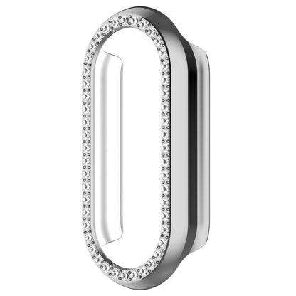 For Xiaomi Smart Band 9 NFC Diamond Half Coverage Hollow PC Watch Protective Case(Silver) - Watch Cases by buy2fix | Online Shopping UK | buy2fix