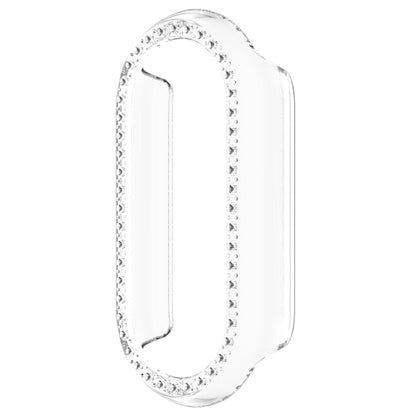 For Xiaomi Smart Band 9 Diamond Half Coverage Hollow PC Watch Protective Case(Transparent White) - Watch Cases by buy2fix | Online Shopping UK | buy2fix