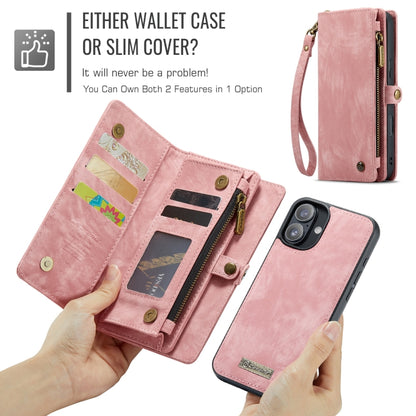 For iPhone 16 CaseMe 008 Detachable Multifunctional Leather Phone Case(Pink) - iPhone 16 Cases by CaseMe | Online Shopping UK | buy2fix