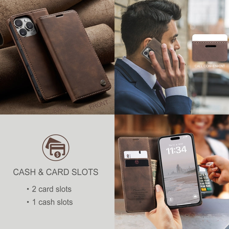 For iPhone 16 Pro CaseMe 013 Multifunctional Horizontal Flip Leather Phone Case(Brown) - iPhone 16 Pro Cases by CaseMe | Online Shopping UK | buy2fix