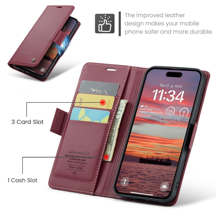 For iPhone 16 Plus CaseMe 023 Butterfly Buckle Litchi Texture RFID Anti-theft Leather Phone Case(Red) - iPhone 16 Plus Cases by CaseMe | Online Shopping UK | buy2fix