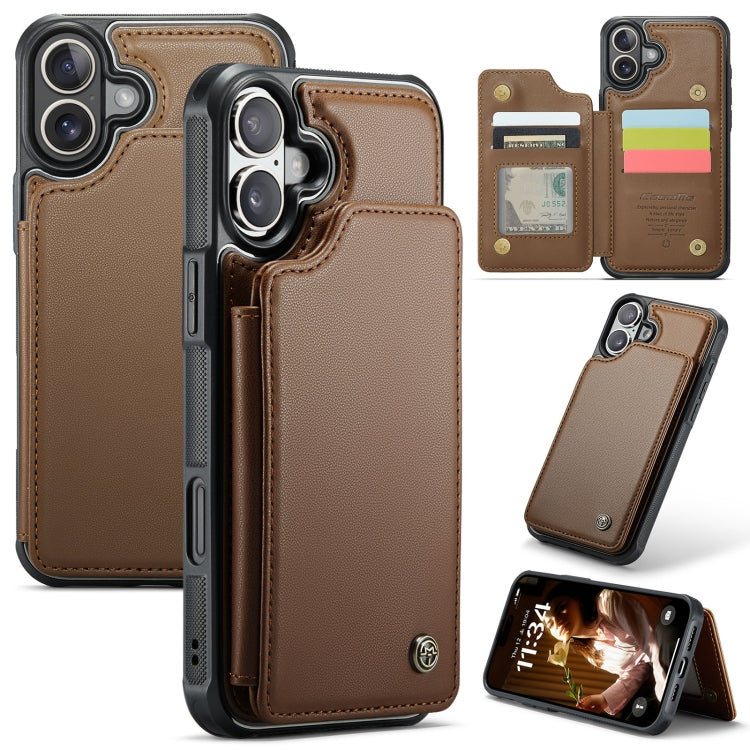 For iPhone 16 Plus CaseMe C22 Card Slots Holder RFID Anti-theft Phone Case(Brown) - iPhone 16 Plus Cases by CaseMe | Online Shopping UK | buy2fix