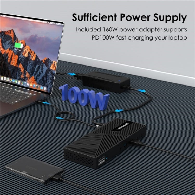 WAVLINK UG69PD25 Pro 100W PD Charging Triple 4K Display Laptop Docking Station, Plug:AU Plug - Adapter by WAVLINK | Online Shopping UK | buy2fix