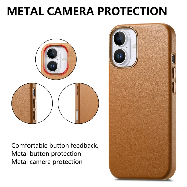 For iPhone 16 Plus Electroplated Metal Button Shockproof Phone Case(Brown) - iPhone 16 Plus Cases by buy2fix | Online Shopping UK | buy2fix