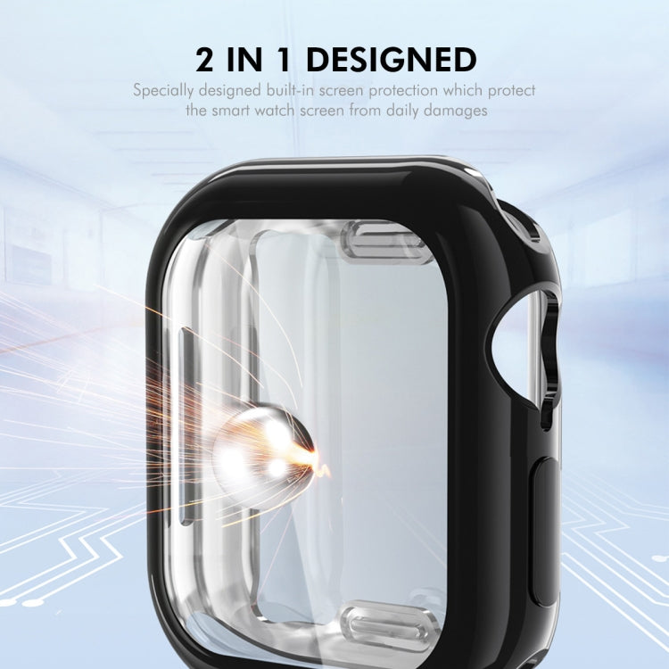 For Apple Watch Series 10 42mm ENKAY Hat-Prince Electroplated Soft TPU Case with Screen Film(Black) - Watch Cases by ENKAY | Online Shopping UK | buy2fix