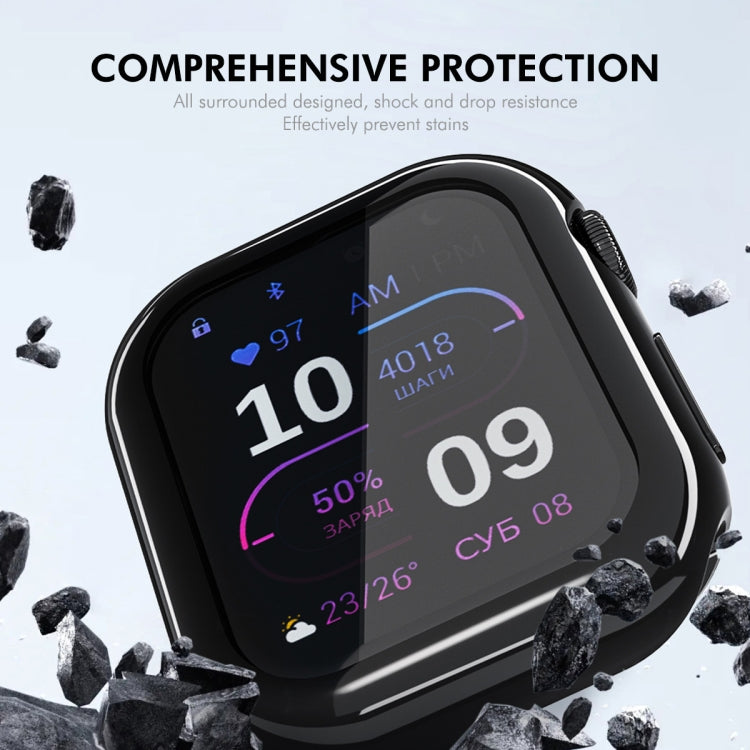 For Apple Watch Series 10 42mm ENKAY Hat-Prince Electroplated Soft TPU Case with Screen Film(Black) - Watch Cases by ENKAY | Online Shopping UK | buy2fix