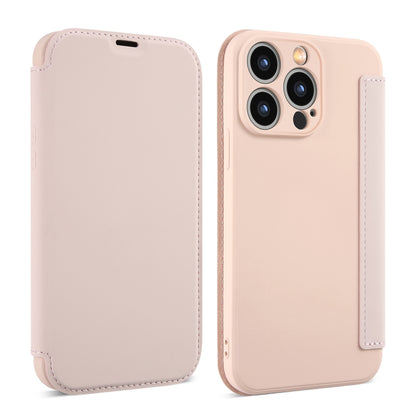 For iPhone 16 Pro Max Imitate Liquid Skin Feel Leather Phone Case with Card Slots(Pink) - iPhone 16 Pro Max Cases by buy2fix | Online Shopping UK | buy2fix